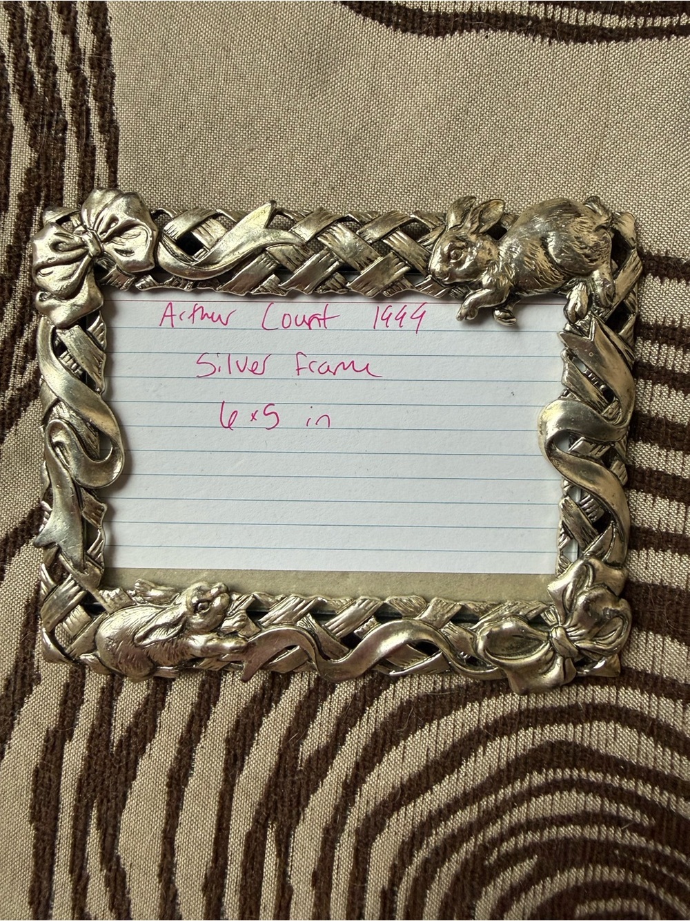 Arthur Court Silver Bunny & Ribbon Photo Frame